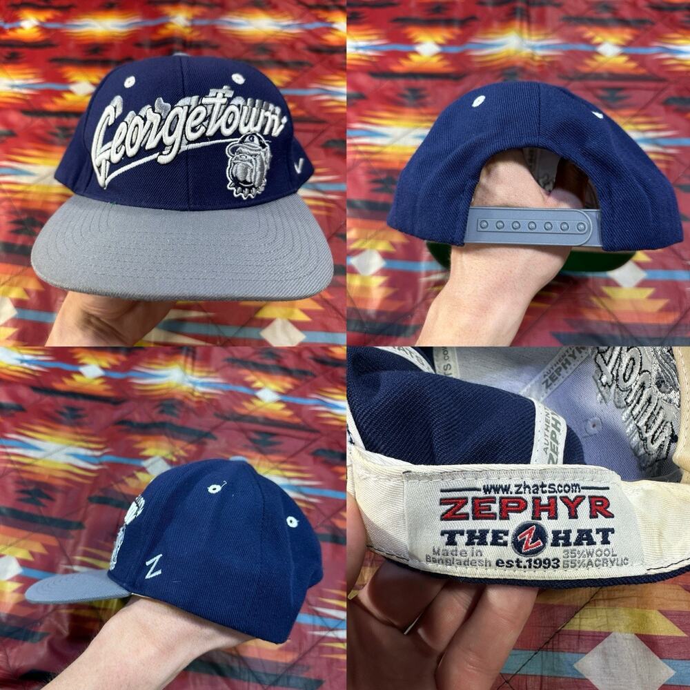 Zephyr Georgetown Hoyas Bulldogs Snapback Hat Black Blue NCAA Cap